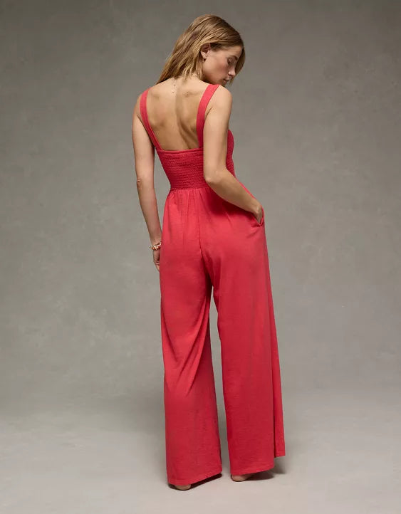 AE Sunchaser Knit Smocked Jumpsuit