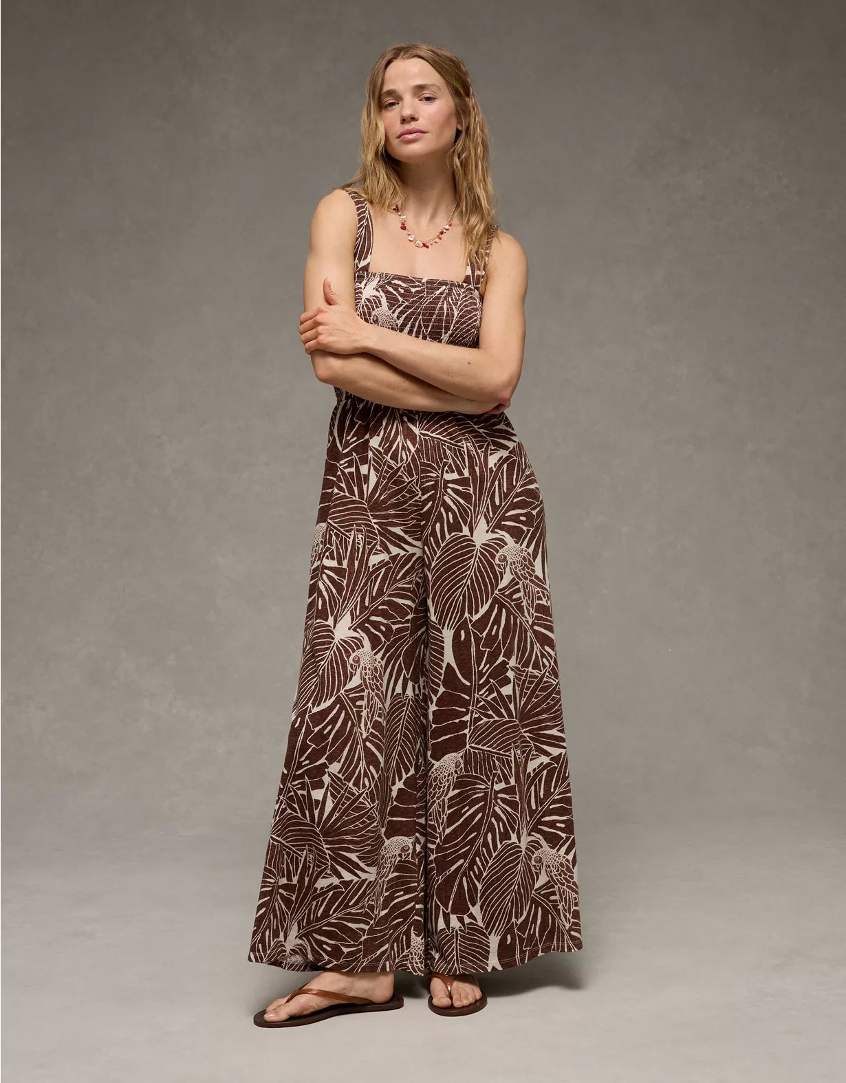 AE Sunchaser Knit Smocked Jumpsuit