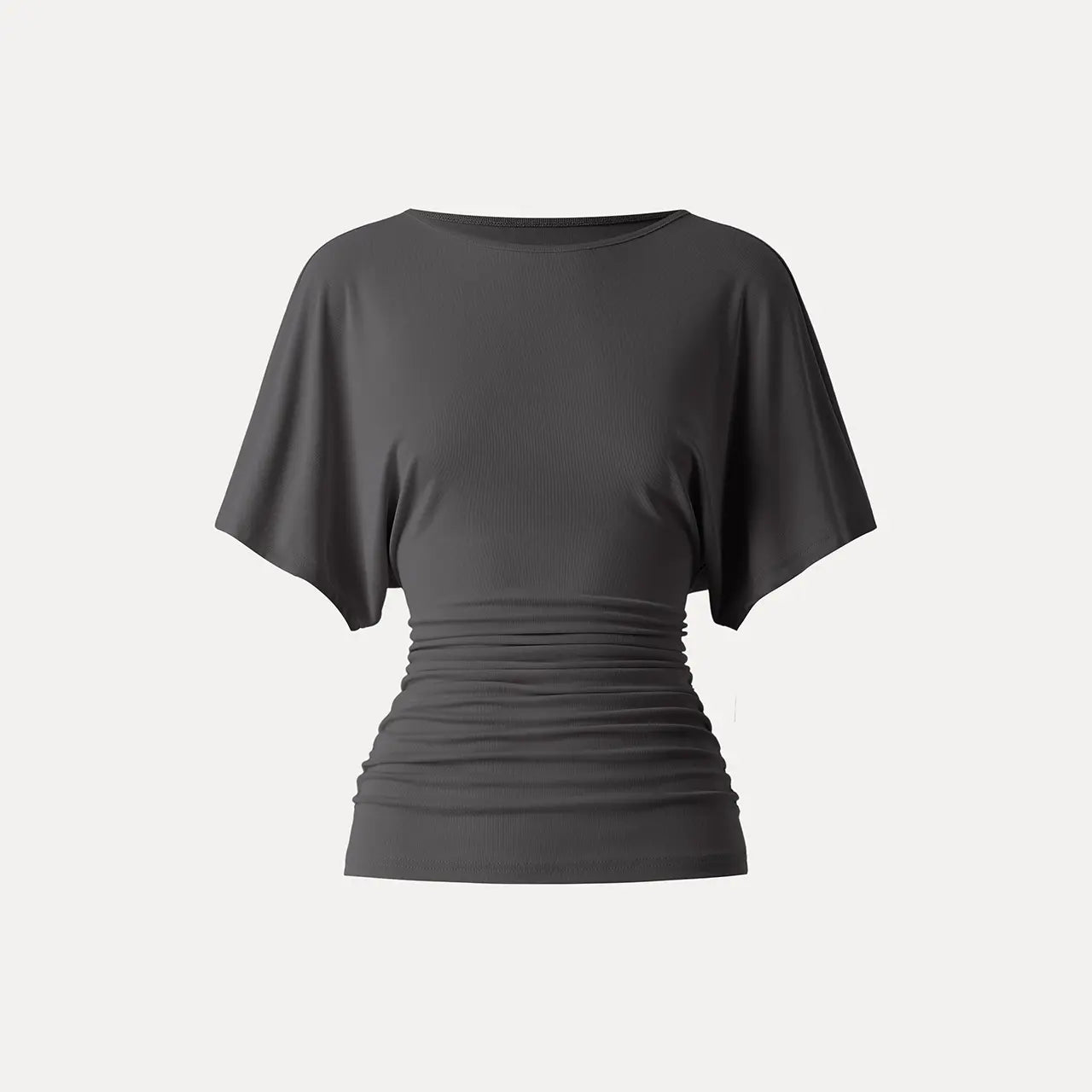 Effortless Boatneck Batwing Sleeve Side Ruched Top - Stylish & Comfortable Women's Fashion baju kelawar outfit Quiet Luxury Essential cute spring clothes women's summer tops summerwins