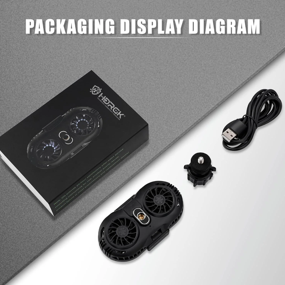 HDRGK Phone Cooler, Cellphone Radiator with Dual Semi-Conductor Cooling Chip, Mobile Phones with a Width of 6 to 8 cm for Tiktok Live Streaming, Outdoor Vlog, Mobile Gaming.