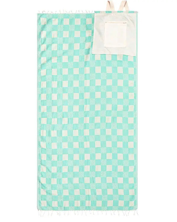 🏖️ 2-in-1 Turkish Cotton Towel Bag with Inner Zip Pocket & Sand-Repelling Fabric
