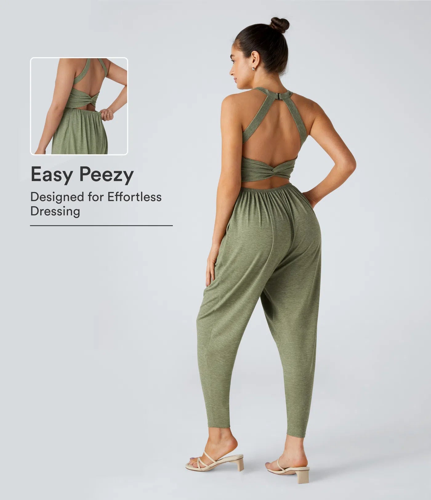 U Neck Harem Casual Jumpsuit with Pockets-Easy Peezy Edition DD-F Cups
