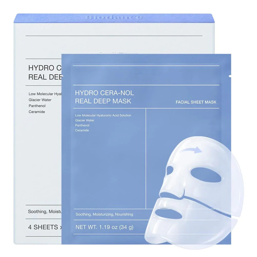 Bio-Collagen Real Deep Mask, Hydrating Overnight Hydrogel Face Mask, Pore Minimizing, Elasticity, Plumping, Travel Essentials & Self Care Gifts for Women, Korean Skin Care | 1.19oz(34g) x 4ea