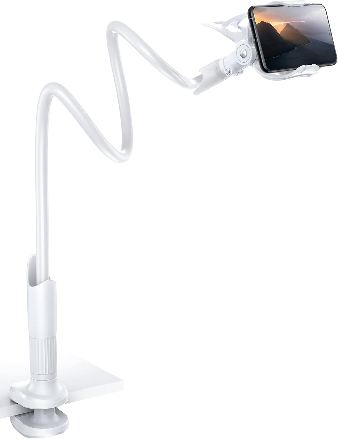 Lamicall Gooseneck Phone Holder for Bed - Cell Phone Mount Clamp Clip, Flexible Long Arm, Overhead Mount for Desk Headboard Bedside, Gifts for iPhone Air 17 Pro Max, 16 15 14 Pro Max and 4-7" Phone