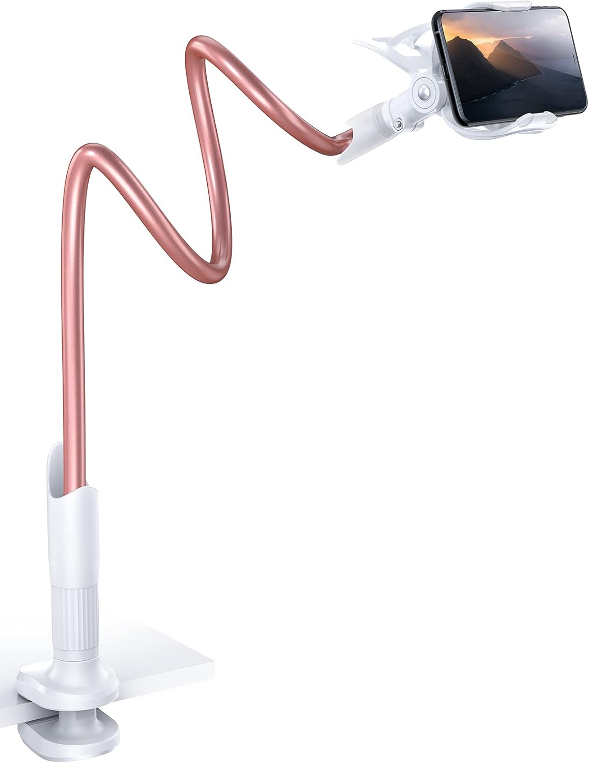 Lamicall Gooseneck Phone Holder for Bed - Cell Phone Mount Clamp Clip, Flexible Long Arm, Overhead Mount for Desk Headboard Bedside, Gifts for iPhone Air 17 Pro Max, 16 15 14 Pro Max and 4-7" Phone