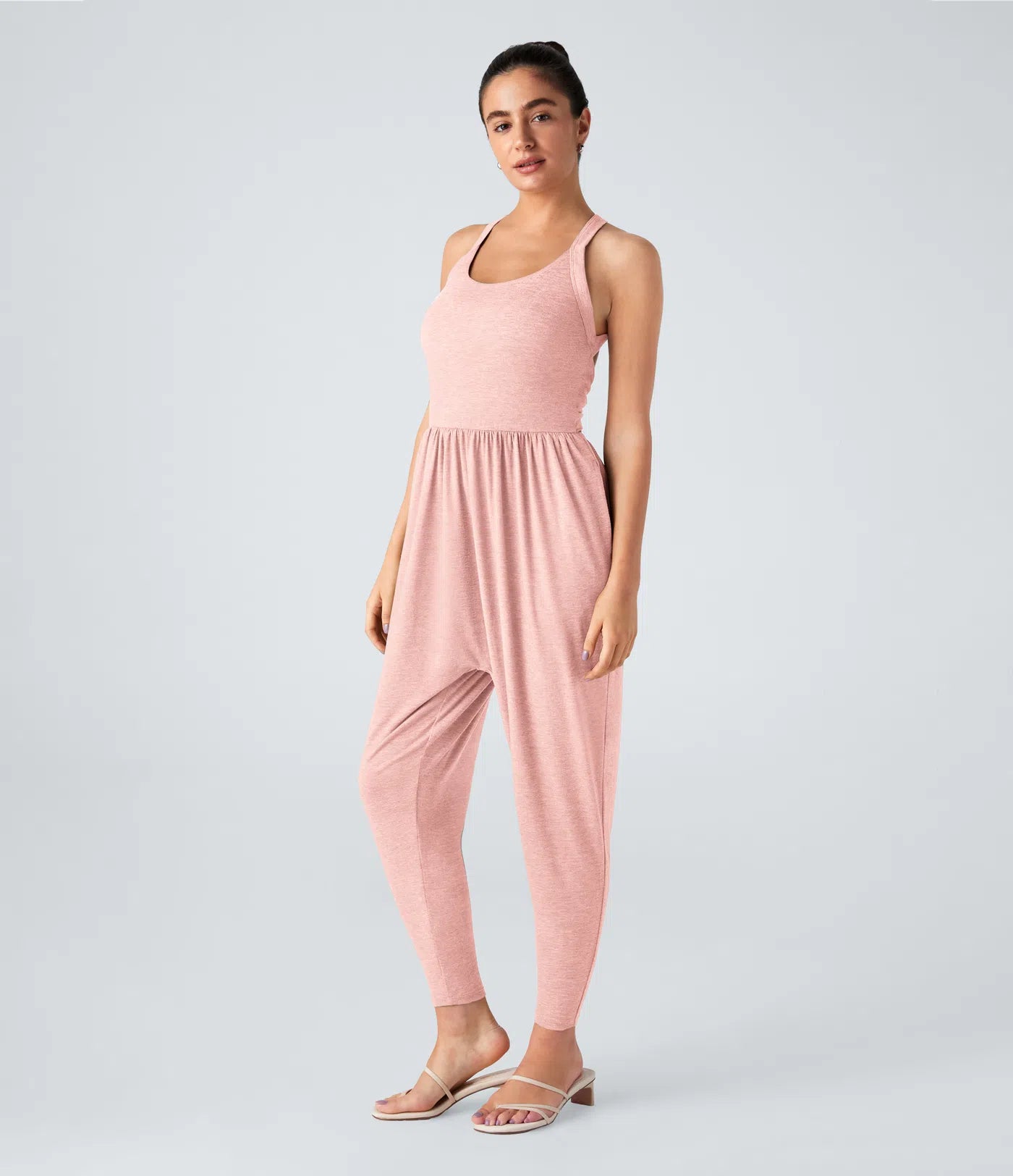 U Neck Harem Casual Jumpsuit with Pockets-Easy Peezy Edition DD-F Cups