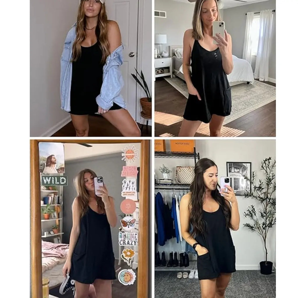 Women's Summer Sleeveless Mini Dress with Shorts