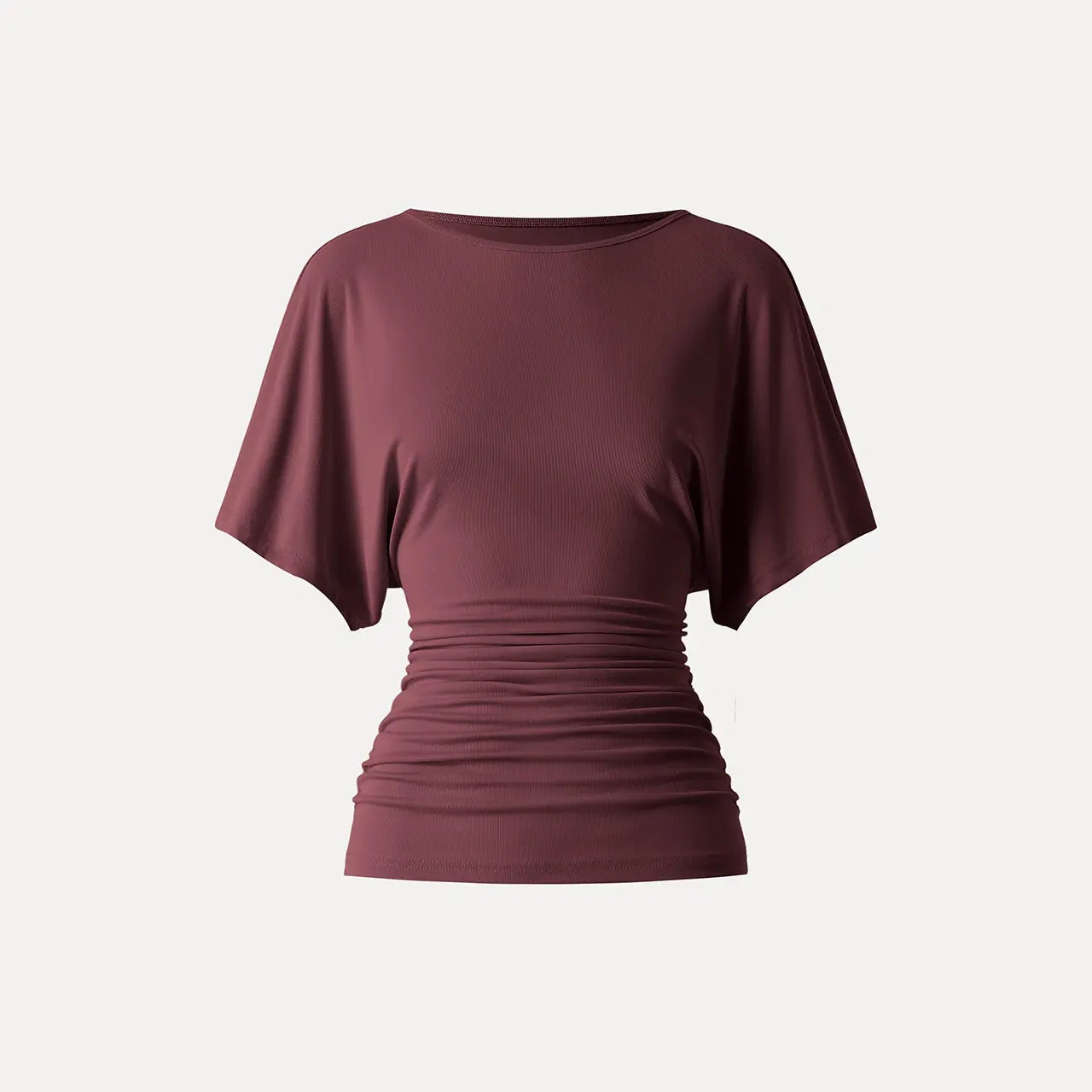 Effortless Boatneck Batwing Sleeve Side Ruched Top - Stylish & Comfortable Women's Fashion baju kelawar outfit Quiet Luxury Essential cute spring clothes women's summer tops summerwins
