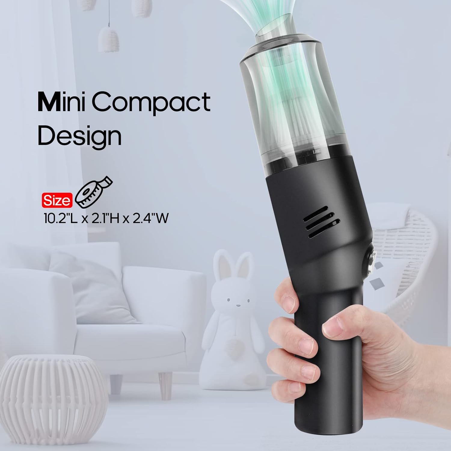 HDRGK Portable Mini Car Vacuum Cleaner, High Power Cordless(400g) Handheld Rechargeable Vacuum Cleaner for Desk V06