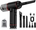 Compressed Air Duster, 100000RPM Handheld Car Vacuum/Air Blower& Pump, 3 Gear Adjustable Electric Air Duster/Car Vacuum Cleaner, Keyboard Duster with LED Light-10 Kits Air Blower for Computer(Black)