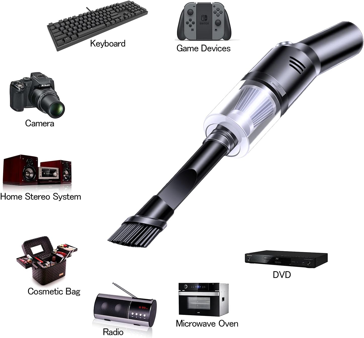 HDRGK Portable Mini Car Vacuum Cleaner, High Power Cordless(400g) Handheld Rechargeable Vacuum Cleaner for Desk V06