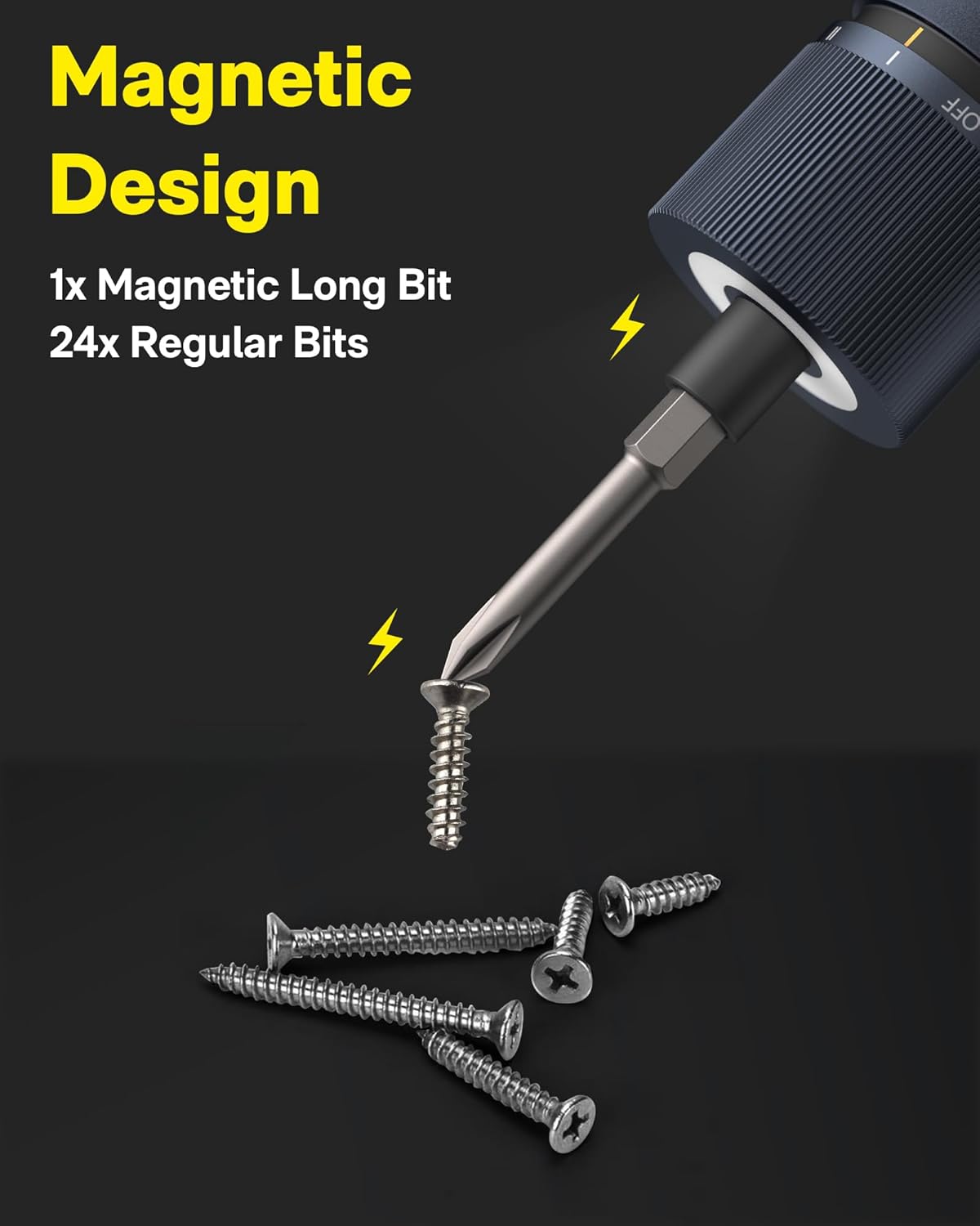 HDRGK 25-Piece Upgraded Electric Screwdriver Kit, 1/4'' Hex, Magnetic Lid, 1500mAh Rechargeable Cordless Screwdriver, LED Light, Ideal for Furniture Assembly, Home Repair & Garage Projects