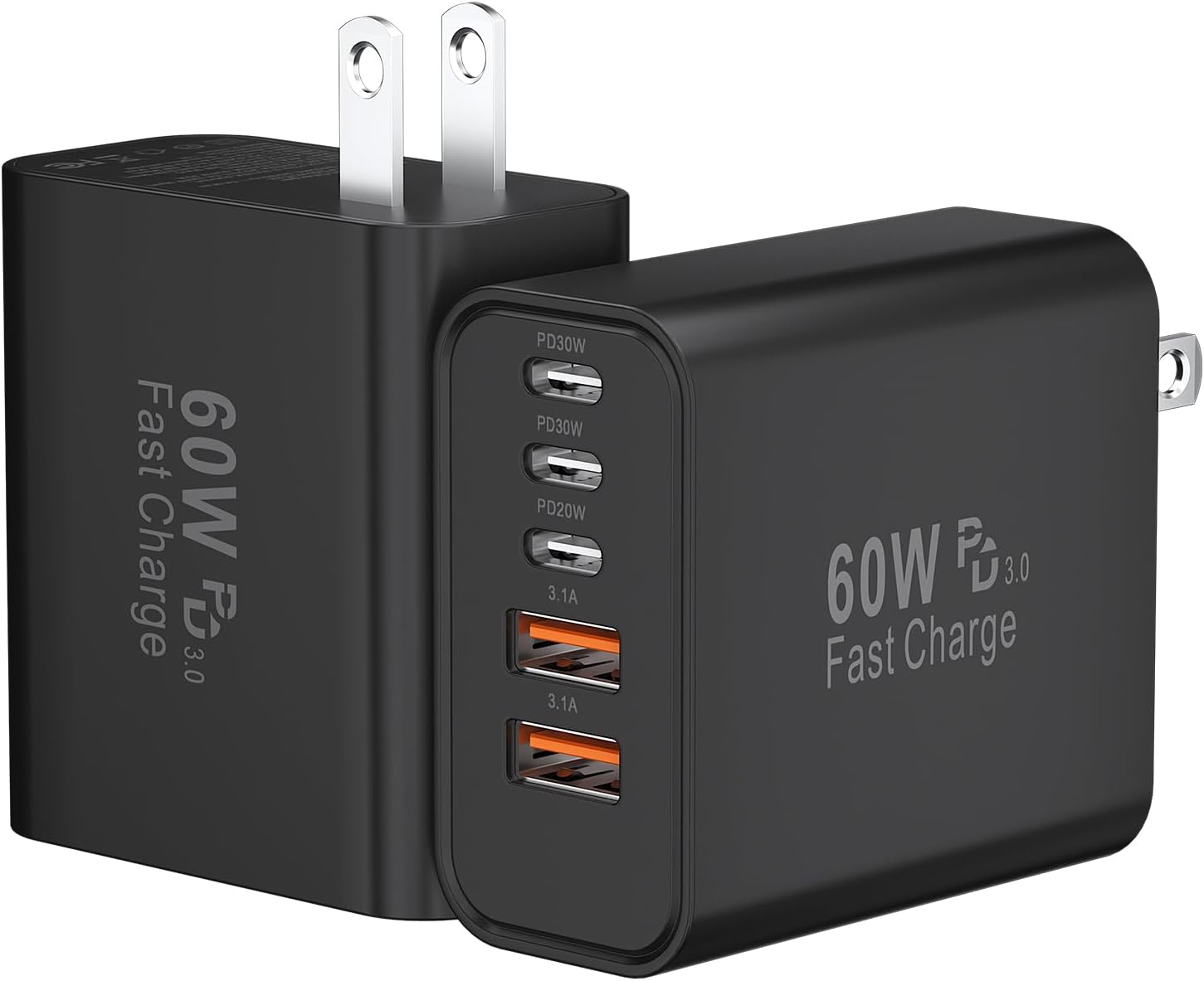 USB C Charging Blocks, 60W USBC Wall Fast Charger Block, Type C iPhone USB C Charger Fast Charging Brick, 5-Port Multiport Charger Plug Power Adapter for iPhone 17/16/15/14/13 Pro Max, iPad, GalaxyS25
