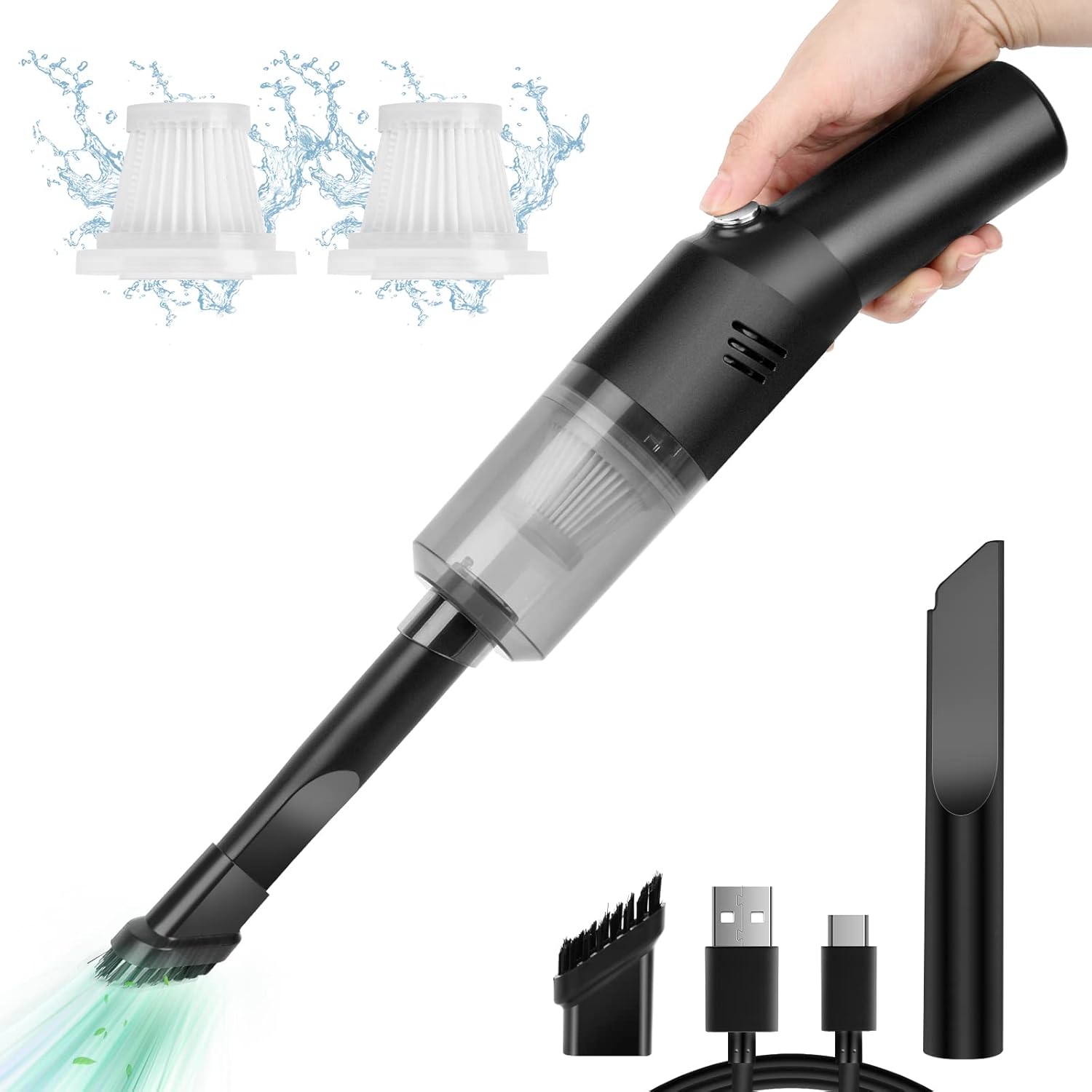 HDRGK Portable Mini Car Vacuum Cleaner, High Power Cordless(400g) Handheld Rechargeable Vacuum Cleaner for Desk V06