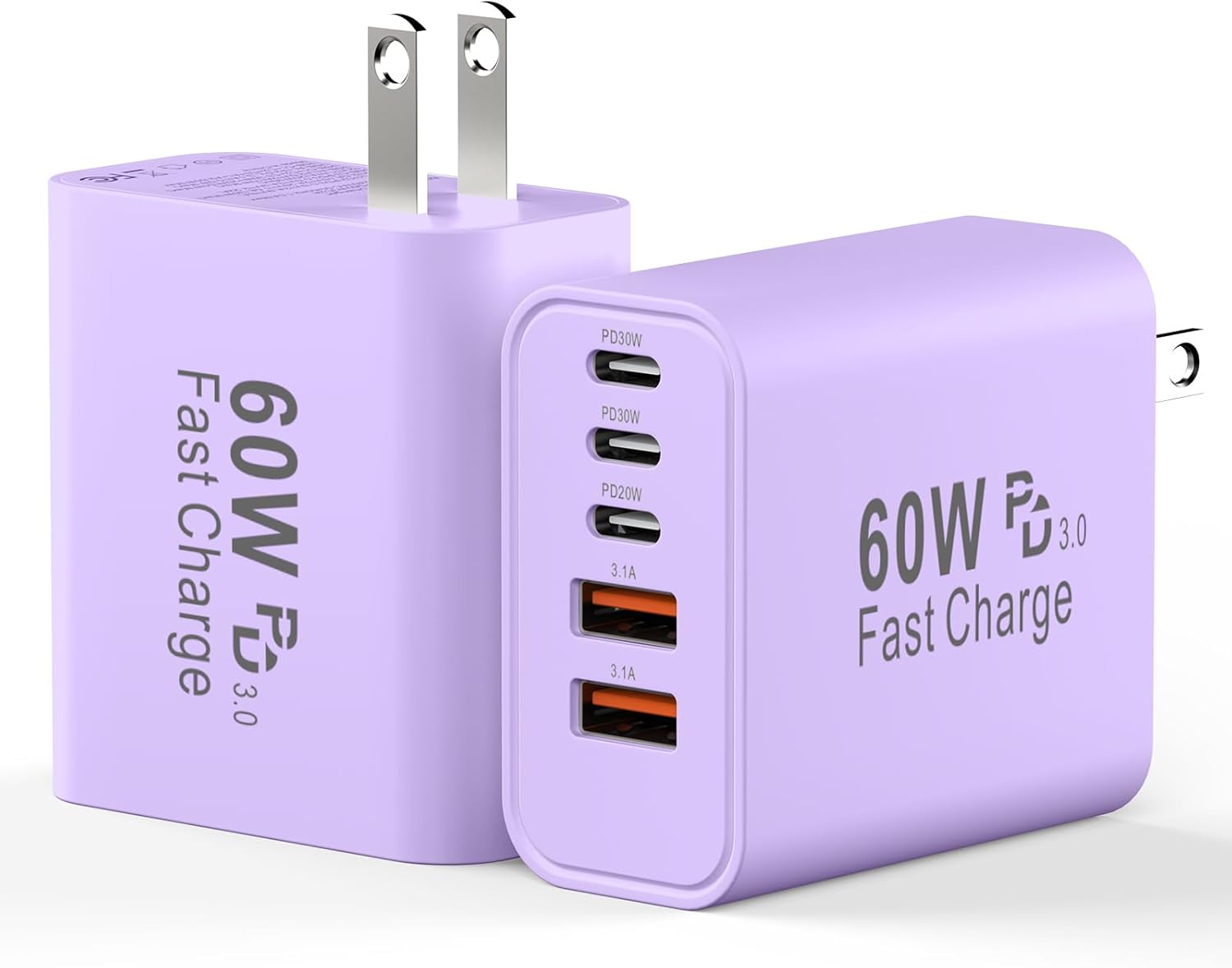 USB C Charging Blocks, 60W USBC Wall Fast Charger Block, Type C iPhone USB C Charger Fast Charging Brick, 5-Port Multiport Charger Plug Power Adapter for iPhone 17/16/15/14/13 Pro Max, iPad, GalaxyS25