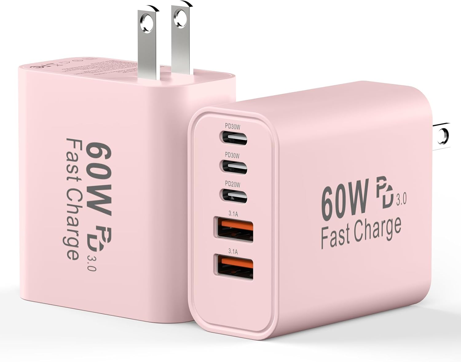 USB C Charging Blocks, 60W USBC Wall Fast Charger Block, Type C iPhone USB C Charger Fast Charging Brick, 5-Port Multiport Charger Plug Power Adapter for iPhone 17/16/15/14/13 Pro Max, iPad, GalaxyS25