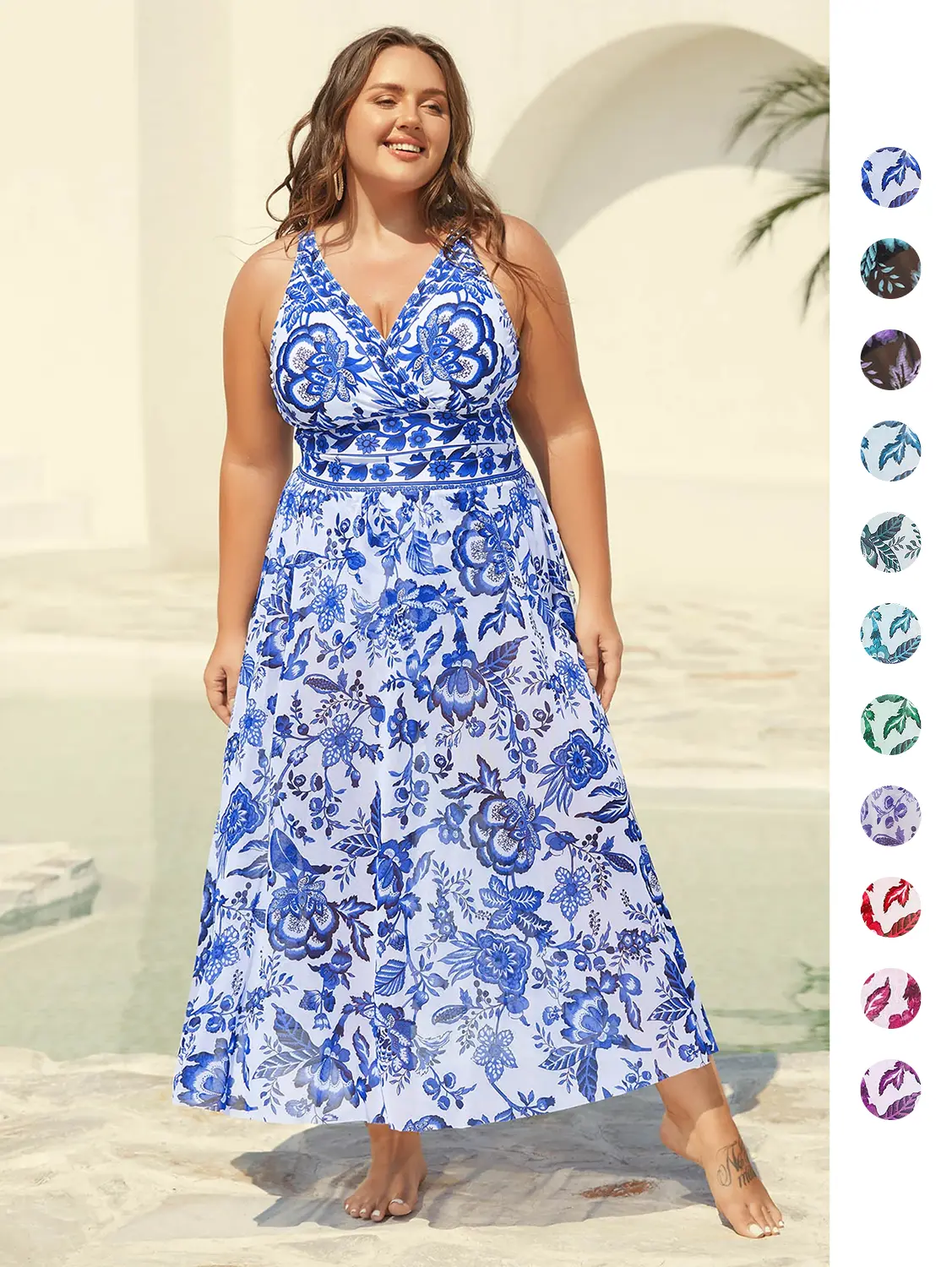 Floral Print Ruched Mesh Swimsuit & Sarong