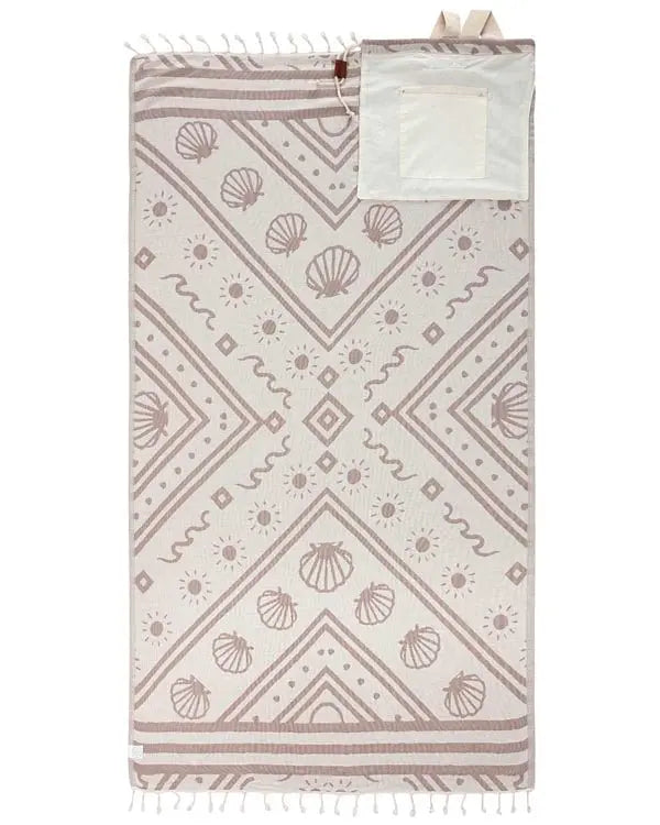 🏖️ 2-in-1 Turkish Cotton Towel Bag with Inner Zip Pocket & Sand-Repelling Fabric