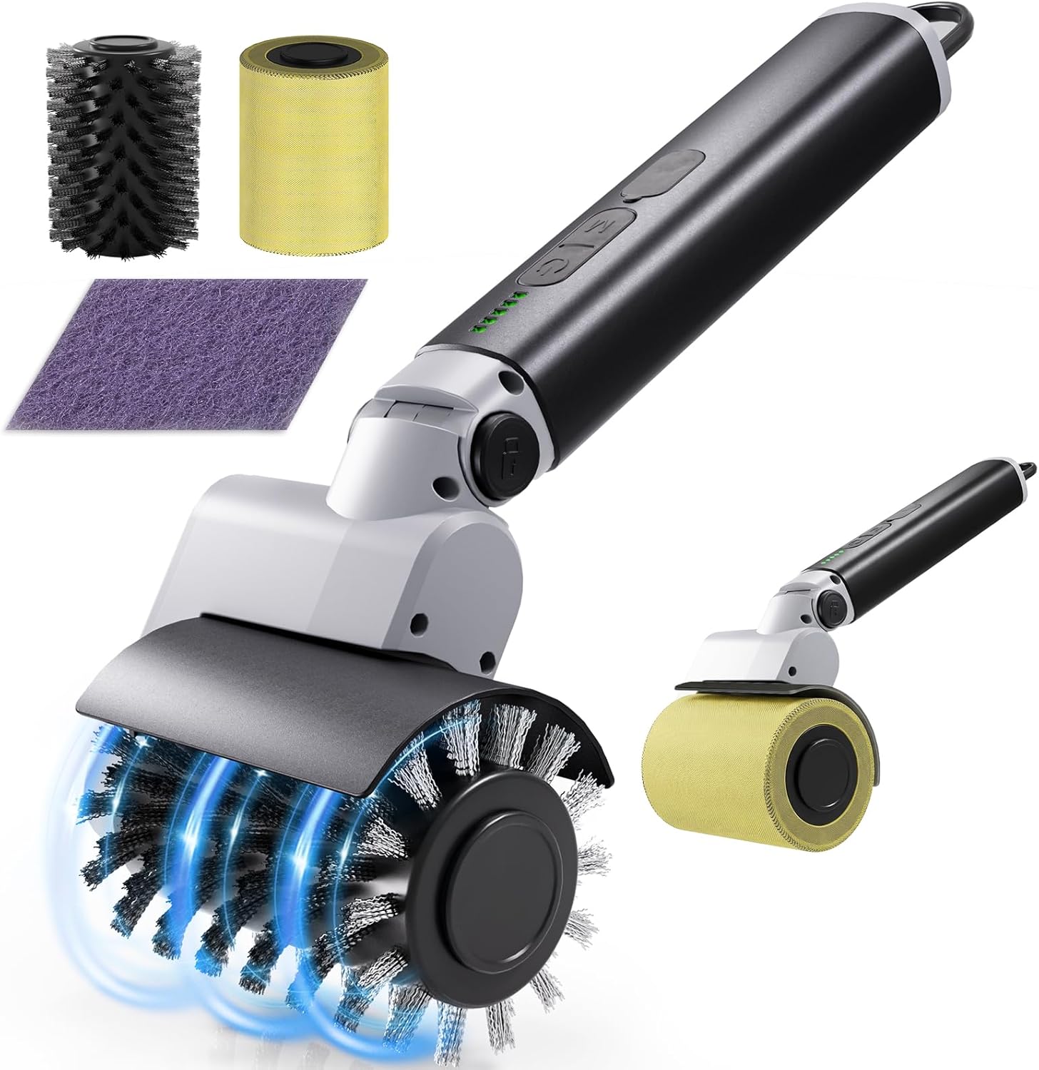 Electric Grill Brush Rechargeable, 3 Powerful Speed BBQ Grill Brush for Outdoor Grill, 180° Adjustable, Stainless Steel Rotary Brush Head, Automatic Grill Cleaning Brush for Camping Outdoor Grill