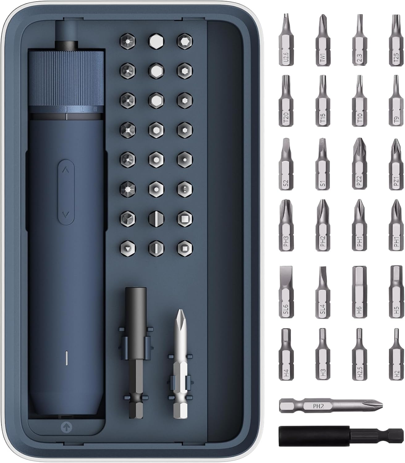 HDRGK 25-Piece Upgraded Electric Screwdriver Kit, 1/4'' Hex, Magnetic Lid, 1500mAh Rechargeable Cordless Screwdriver, LED Light, Ideal for Furniture Assembly, Home Repair & Garage Projects