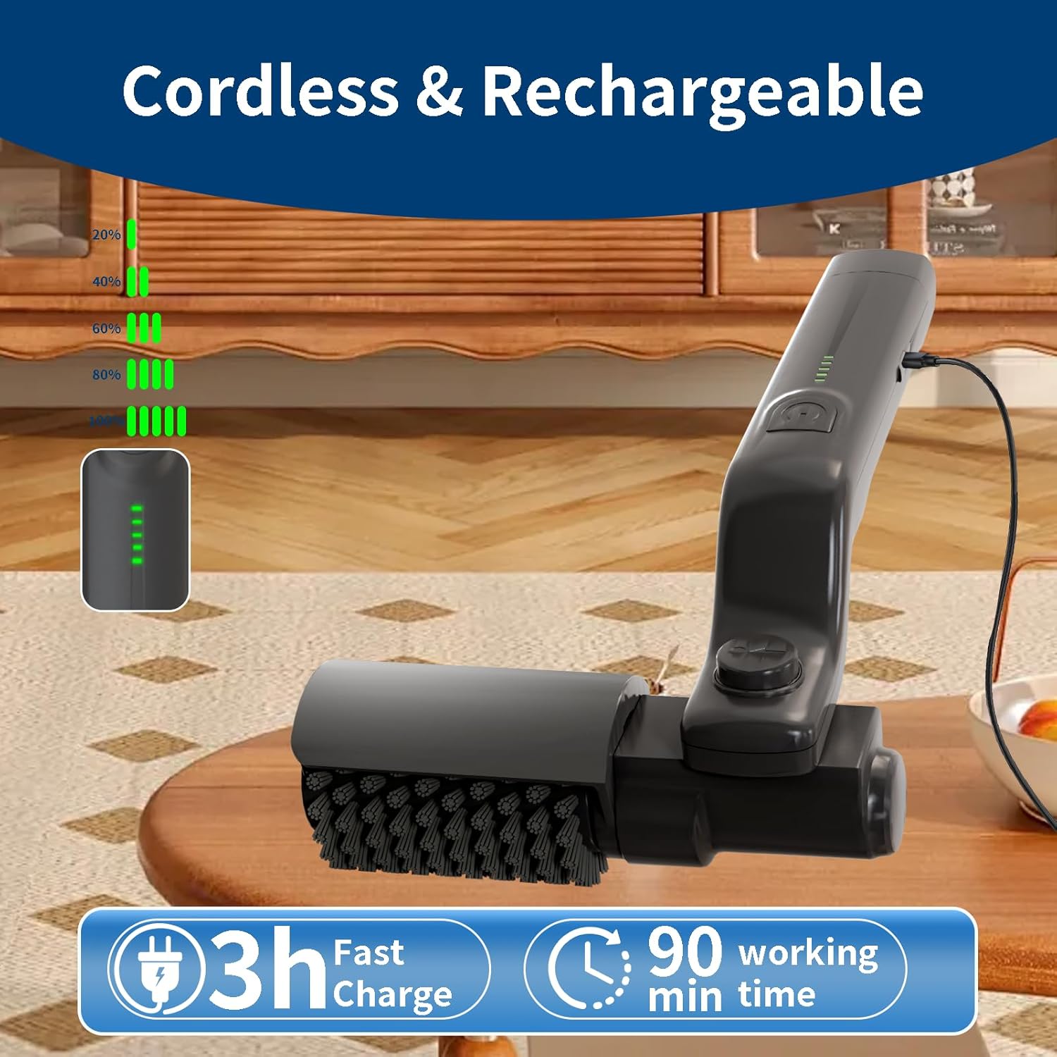 Electric Grill Brush Rechargeable, 3 Powerful Speed BBQ Grill Brush for Outdoor Grill, 180° Adjustable, Stainless Steel Rotary Brush Head, Automatic Grill Cleaning Brush for Camping Outdoor Grill