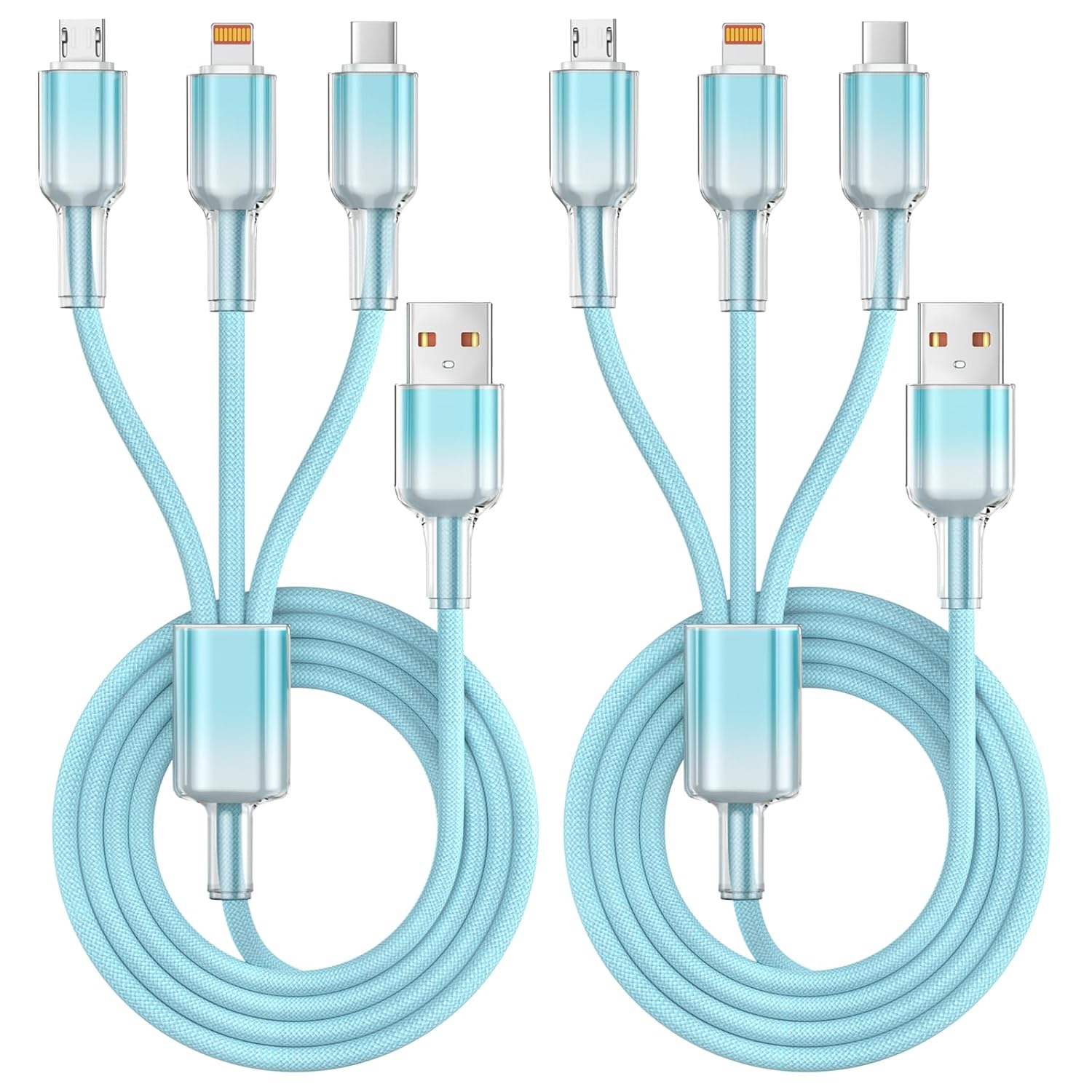 Multi Charging Cable,(2Pack 4FT) 3 in 1 Charging Cable for Multiple Devices, Nylon Braided Universal Charger Phone Charger Cord with Type-C,Micro USB,IP Port for iPhone16/15 Series/Phone&Pad