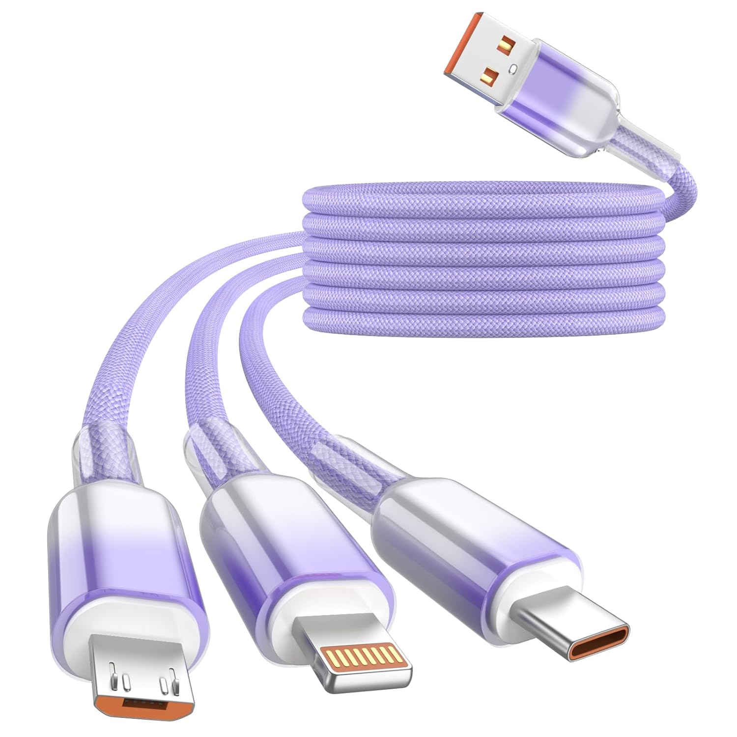Multi Charging Cable,(2Pack 4FT) 3 in 1 Charging Cable for Multiple Devices, Nylon Braided Universal Charger Phone Charger Cord with Type-C,Micro USB,IP Port for iPhone16/15 Series/Phone&Pad