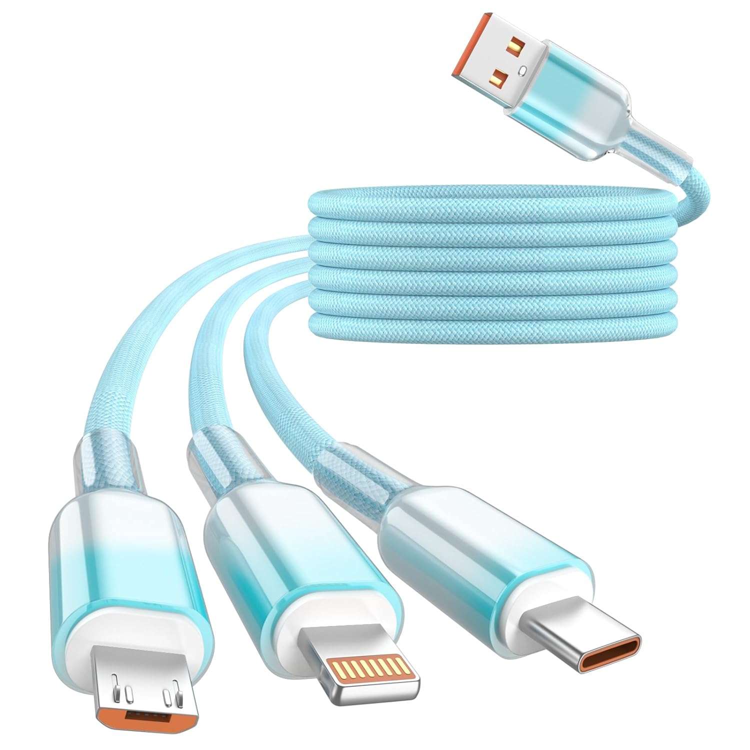Multi Charging Cable,(2Pack 4FT) 3 in 1 Charging Cable for Multiple Devices, Nylon Braided Universal Charger Phone Charger Cord with Type-C,Micro USB,IP Port for iPhone16/15 Series/Phone&Pad