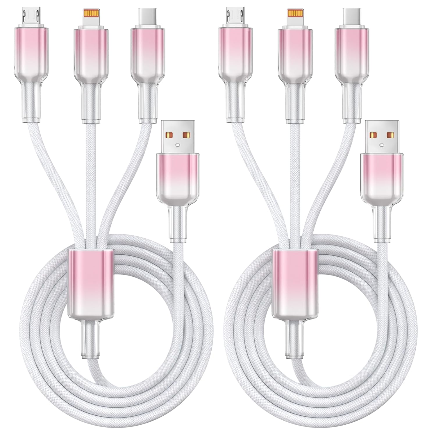 Multi Charging Cable,(2Pack 4FT) 3 in 1 Charging Cable for Multiple Devices, Nylon Braided Universal Charger Phone Charger Cord with Type-C,Micro USB,IP Port for iPhone16/15 Series/Phone&Pad