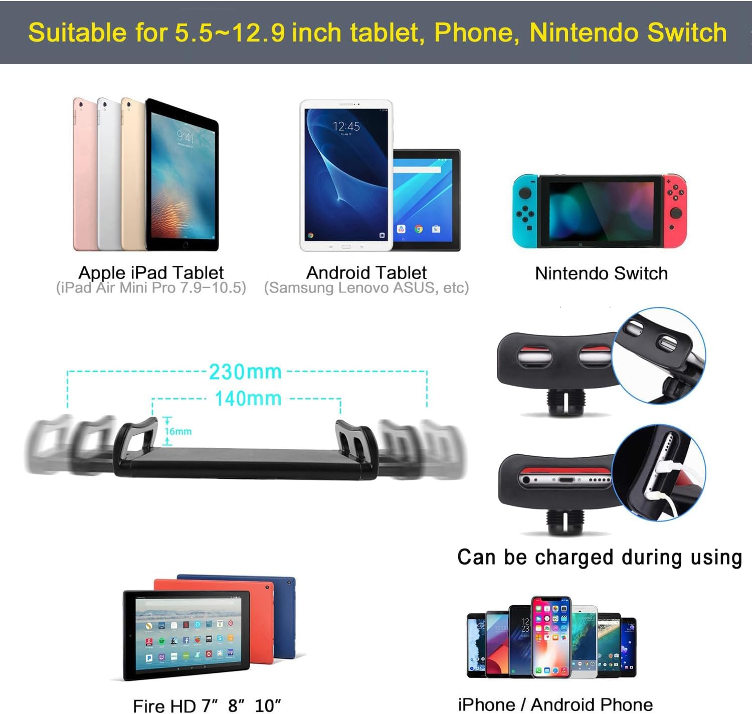 Tablet Floor Stand with 6LB Weight, Overhead Bed phone Stand Angle Height Adjustable Arm Stretchable Stand Holder, Compatible with iPhone iPad Mini Air Pro, Galaxy Tab, Kindle, E-Readers,all Phones