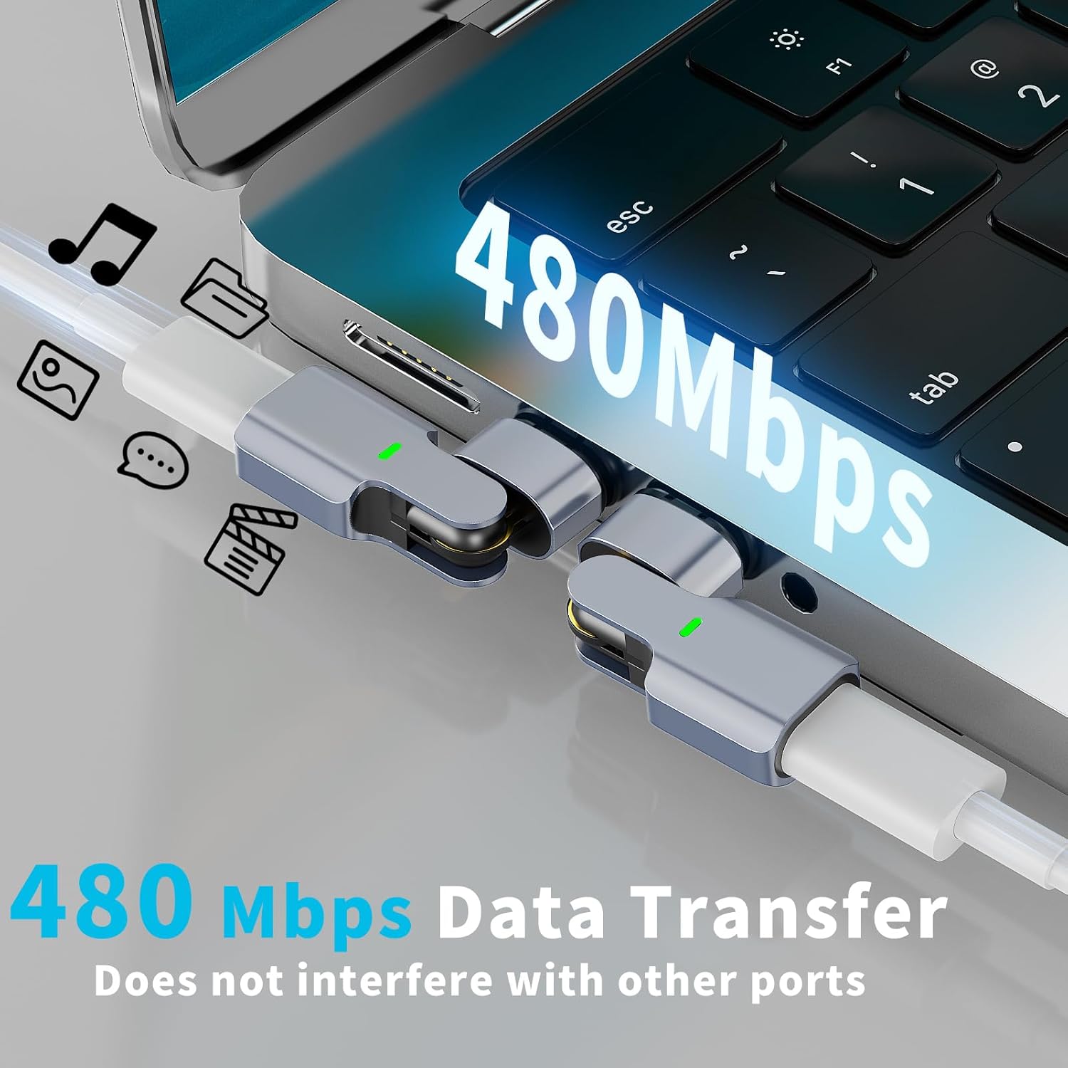 3C'S 240W 180 Degree USB C Magnetic Adapter,(1Pcs) 11PIN USB C 90 Degree Right Angle Magnetic Adapter 480Mbps for Thunderbolt 4/3, MacBook Pro/Air,Steam Deck, PS5 PSVR2,IPad Series