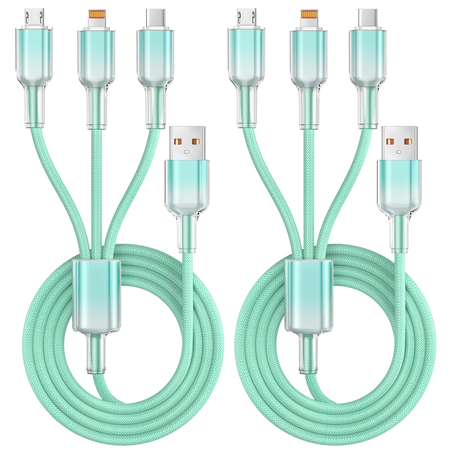 Multi Charging Cable,(2Pack 4FT) 3 in 1 Charging Cable for Multiple Devices, Nylon Braided Universal Charger Phone Charger Cord with Type-C,Micro USB,IP Port for iPhone16/15 Series/Phone&Pad