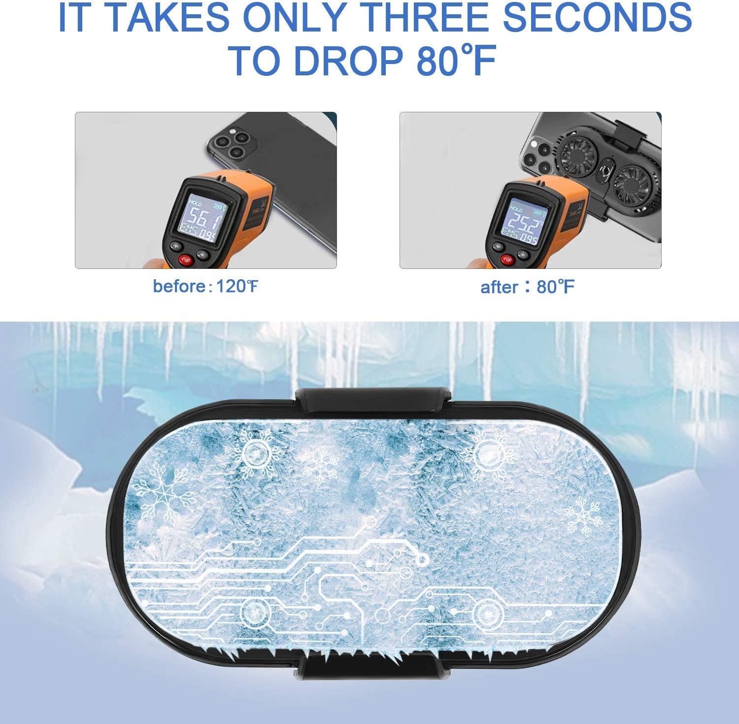 HDRGK Phone Cooler, Cellphone Radiator with Dual Semi-Conductor Cooling Chip, Mobile Phones with a Width of 6 to 8 cm for Tiktok Live Streaming, Outdoor Vlog, Mobile Gaming.