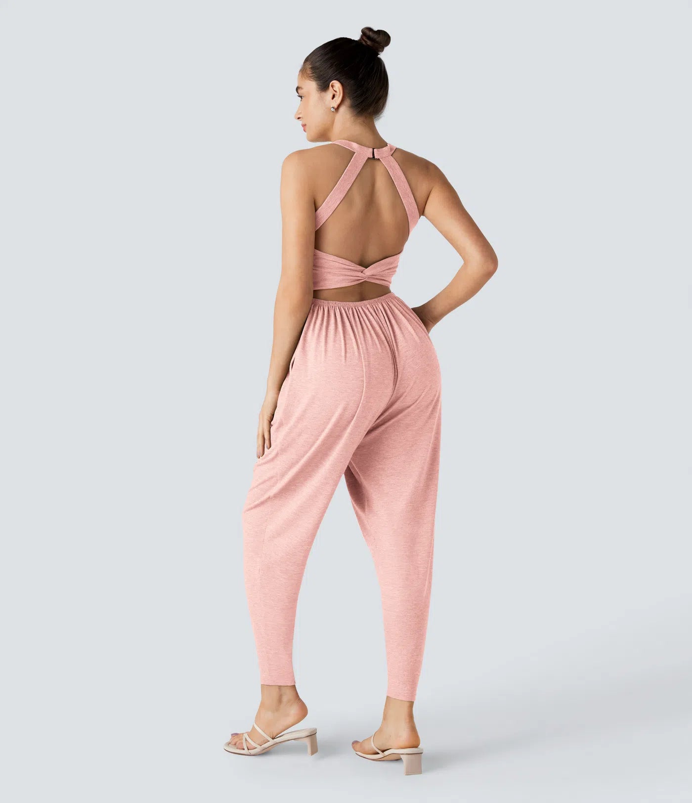U Neck Harem Casual Jumpsuit with Pockets-Easy Peezy Edition DD-F Cups