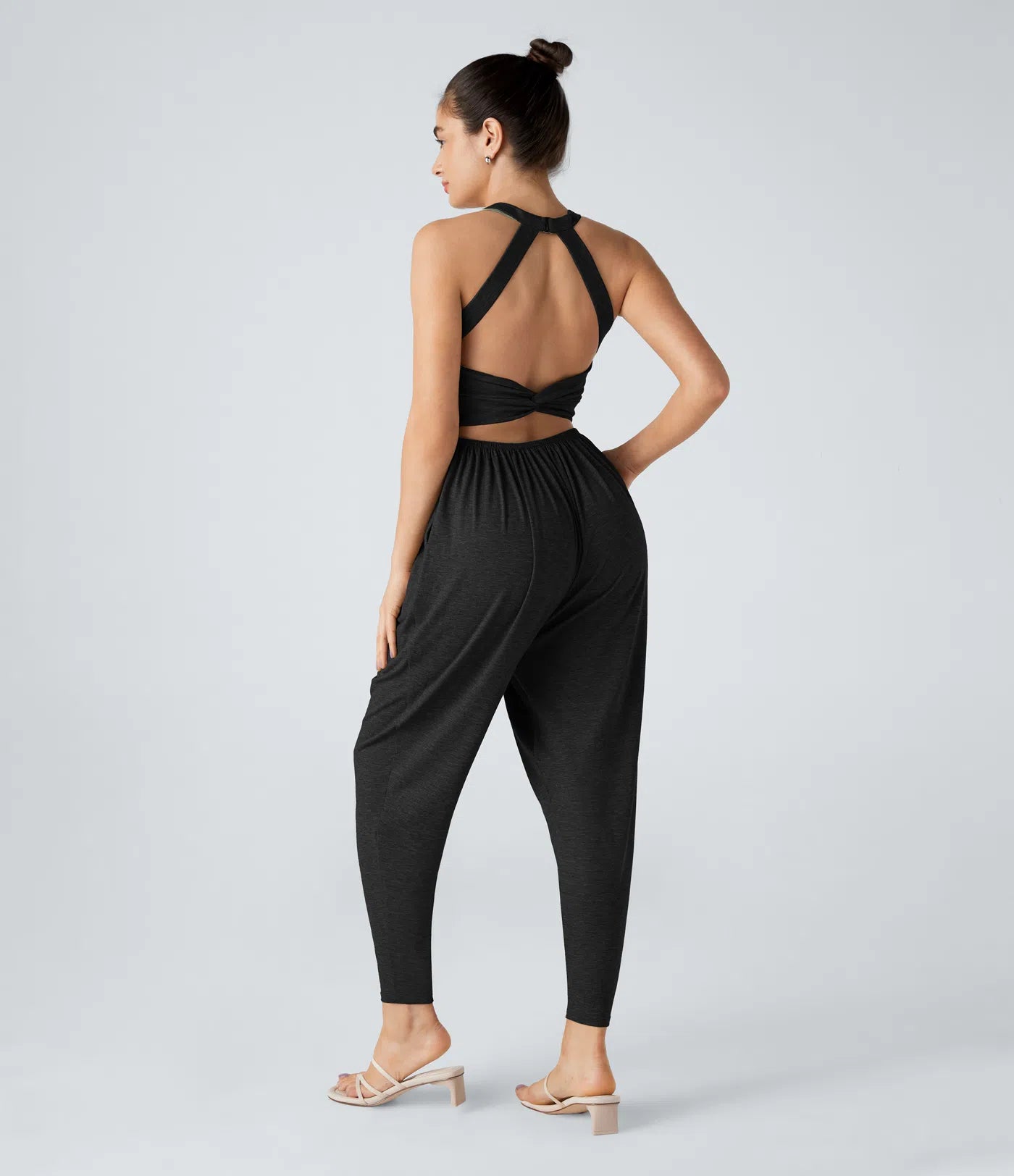 U Neck Harem Casual Jumpsuit with Pockets-Easy Peezy Edition DD-F Cups