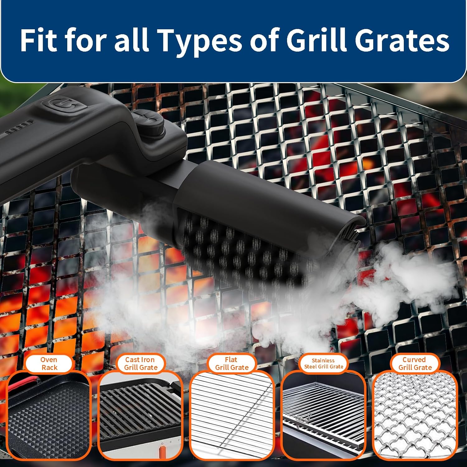 Electric Grill Brush Rechargeable, 3 Powerful Speed BBQ Grill Brush for Outdoor Grill, 180° Adjustable, Stainless Steel Rotary Brush Head, Automatic Grill Cleaning Brush for Camping Outdoor Grill