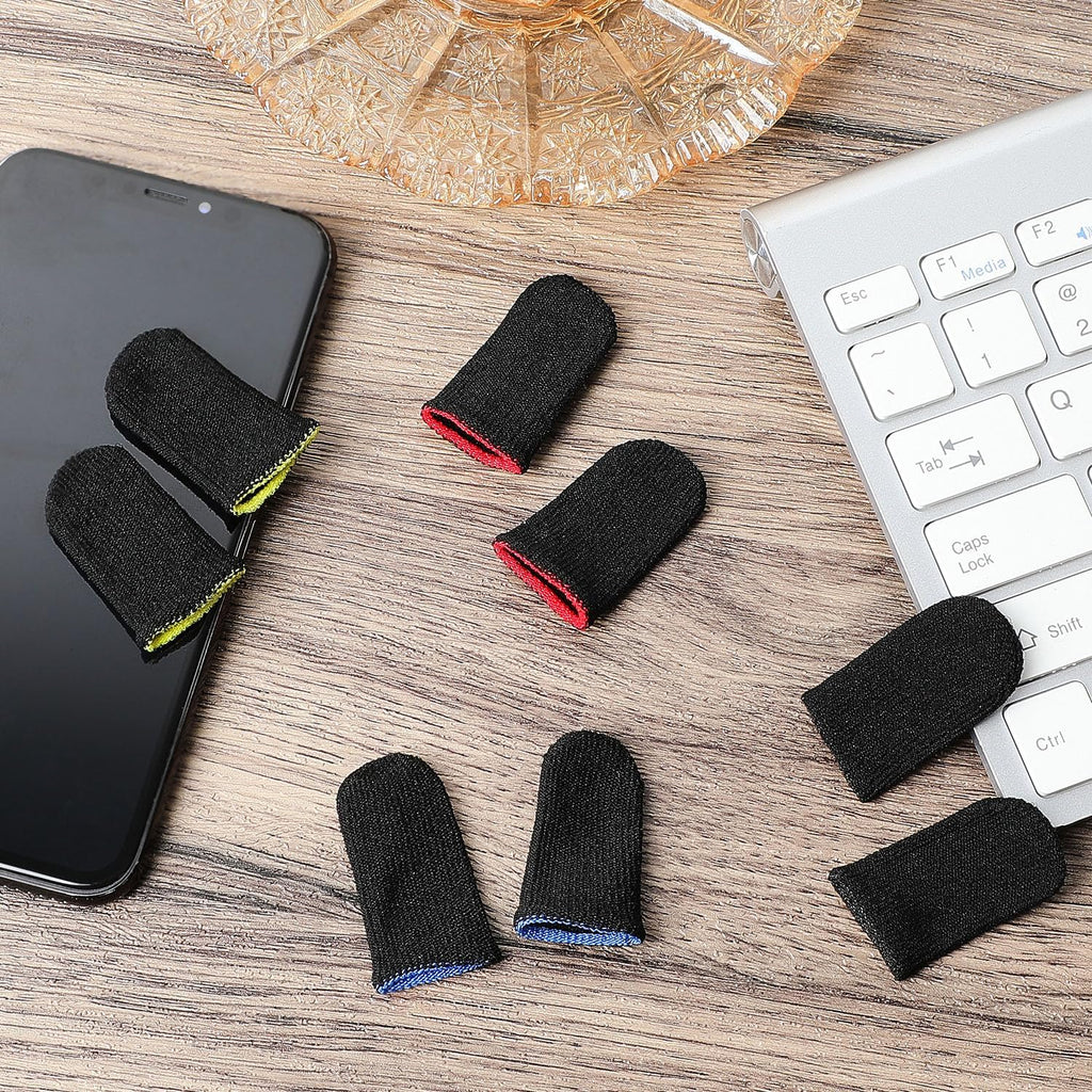 HDRGK 120 Pcs Finger Sleeve for Gaming Anti Sweat Game Controller Thumb Sleeve Breathable Finger Covers Touchscreen Gaming Gloves for Mobile Phone Game, 4 Designs(Colorful)