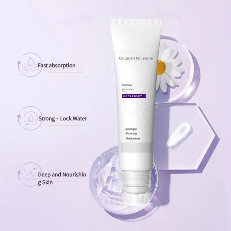 Reduces Wrinkles and Double Chin,Five Rollers for All Around Massage,Neck Firming Cream,Collagen Neck Cream,Relieves Edema,Suitable for Wrinkled Skin,with Hyaluronic Acid,VitaminC+E.
