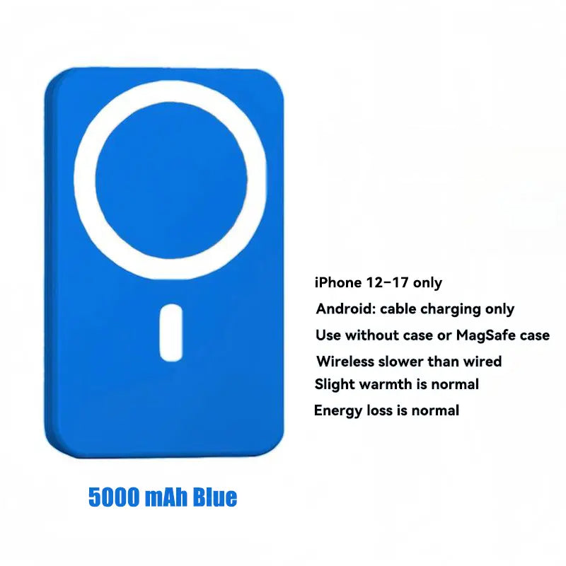 5000mAh Magnetic Power Bank for iPhone 12-17 Series, Portable MagSafe Wireless Charger